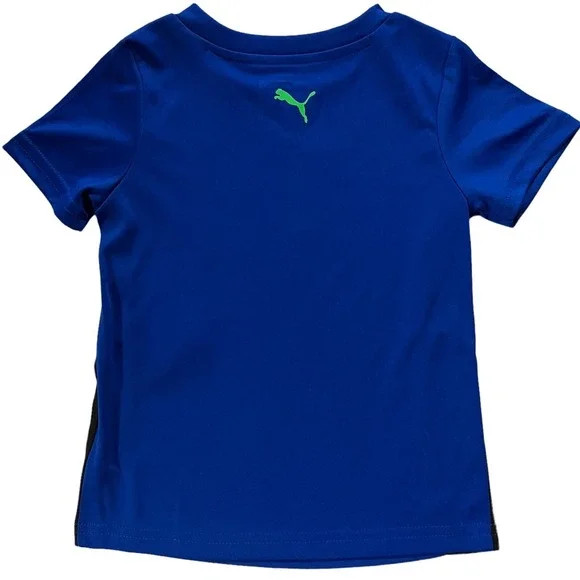 Puma Toddler Boys T-Shirt & Shorts Sporty Outfit Set Size 2T Black Blue Green - Picture 2 of 5